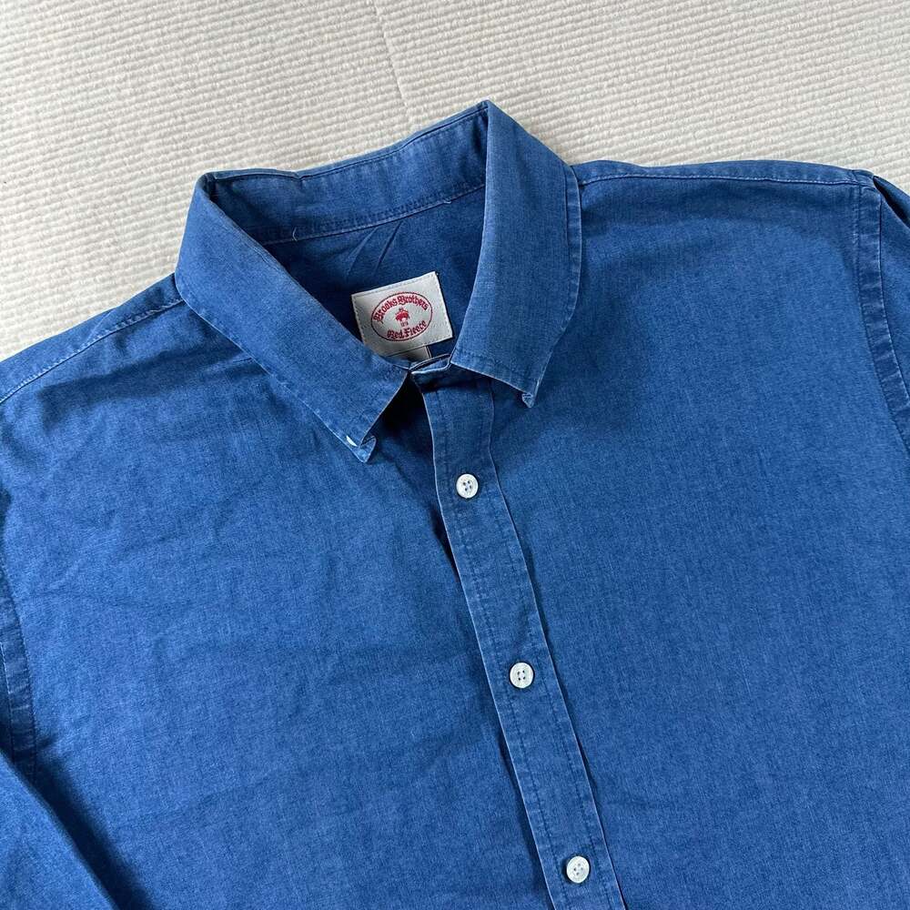 Brooks Brothers Red Fleece Men Blue Long Sleeve Button-Down Chambray Shirt L